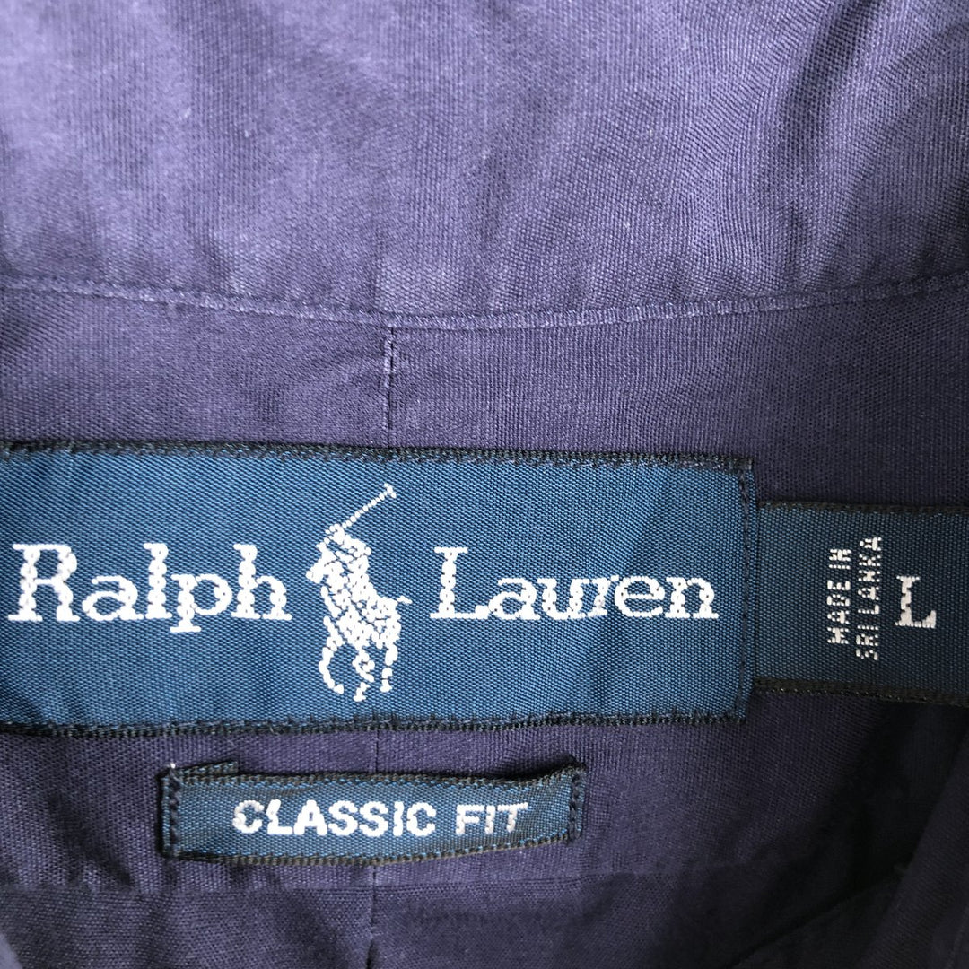 Ralph Lauren Classic Fit Long Sleeve Button Down Shirt, Men's Size L cotton navy blue type Vintage Second Hand