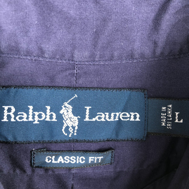 Ralph Lauren Classic Fit Long Sleeve Button Down Shirt, Men's Size L cotton navy blue type Vintage Second Hand