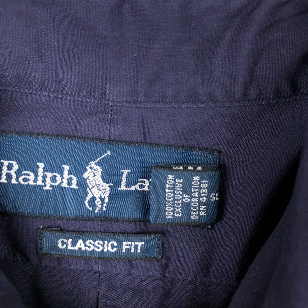 Ralph Lauren Classic Fit Long Sleeve Button Down Shirt, Men's Size L cotton navy blue type Vintage Second Hand