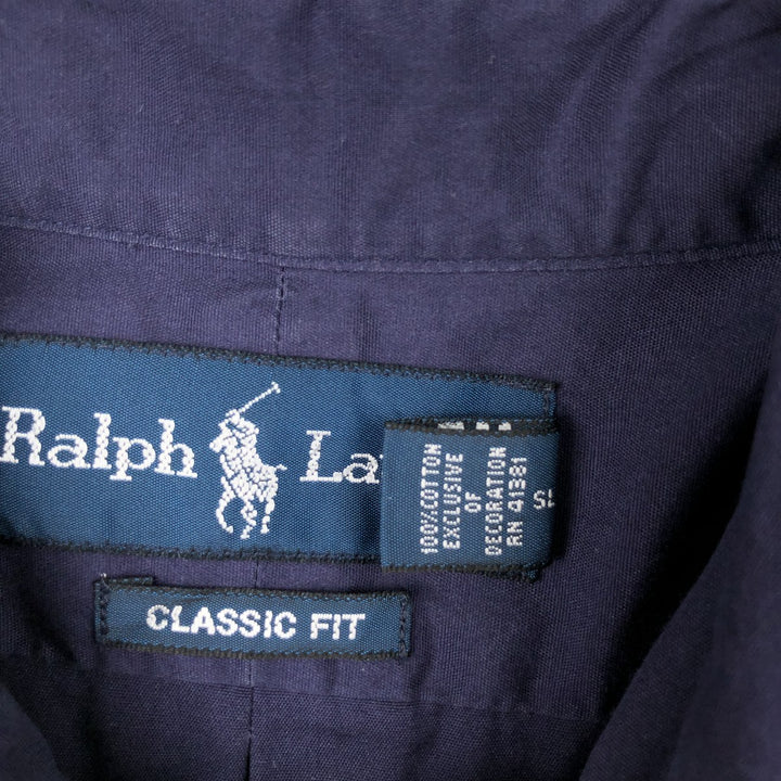 Ralph Lauren Classic Fit Long Sleeve Button Down Shirt, Men's Size L cotton navy blue type Vintage Second Hand