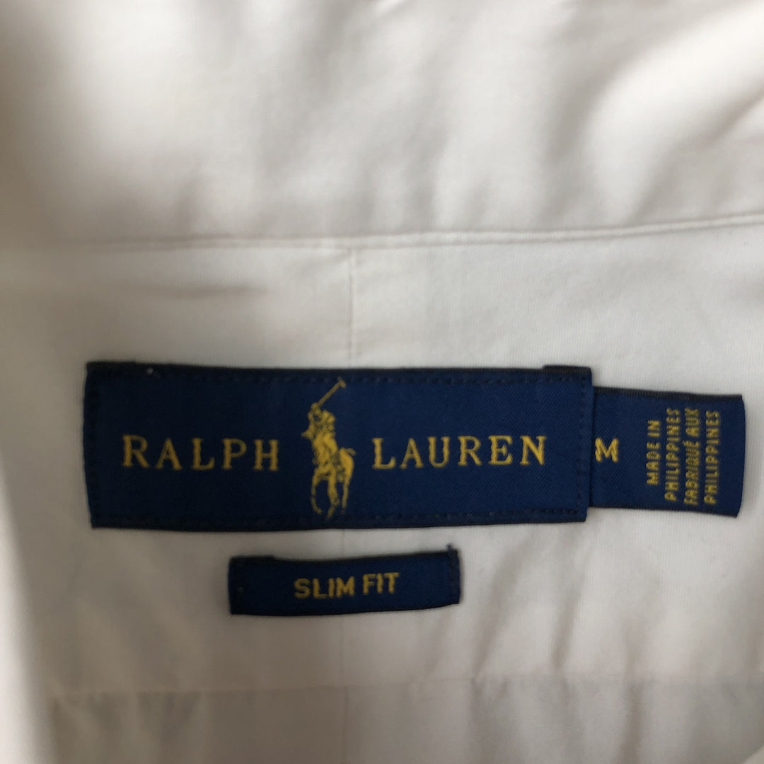Ralph Lauren Slim Fit Long Sleeve Button-Down Shirt, Men's Size Medium cotton white type Vintage Second Hand