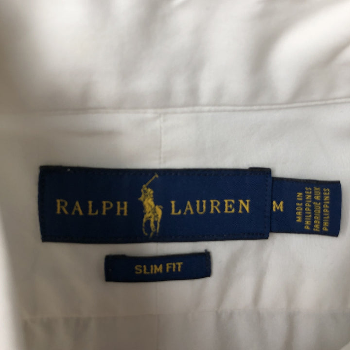 Ralph Lauren Slim Fit Long Sleeve Button-Down Shirt, Men's Size Medium cotton white type Vintage Second Hand