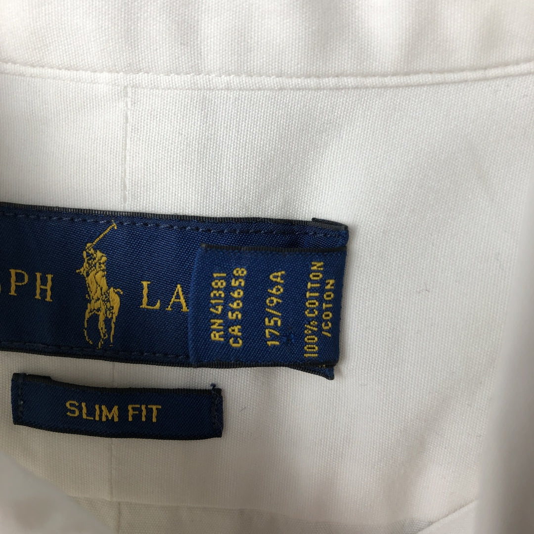 Ralph Lauren Slim Fit Long Sleeve Button-Down Shirt, Men's Size Medium cotton white type Vintage Second Hand