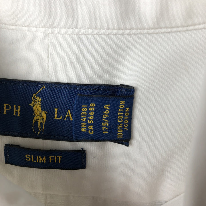 Ralph Lauren Slim Fit Long Sleeve Button-Down Shirt, Men's Size Medium cotton white type Vintage Second Hand