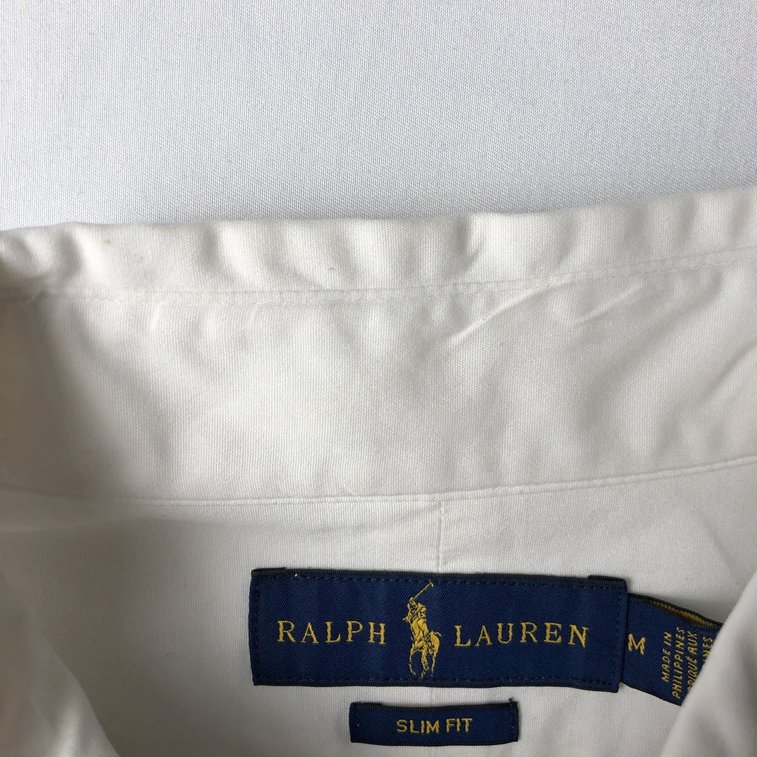 Ralph Lauren Slim Fit Long Sleeve Button-Down Shirt, Men's Size Medium cotton white type Vintage Second Hand