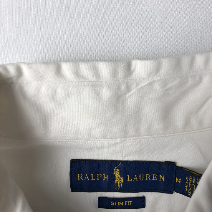 Ralph Lauren Slim Fit Long Sleeve Button-Down Shirt, Men's Size Medium cotton white type Vintage Second Hand
