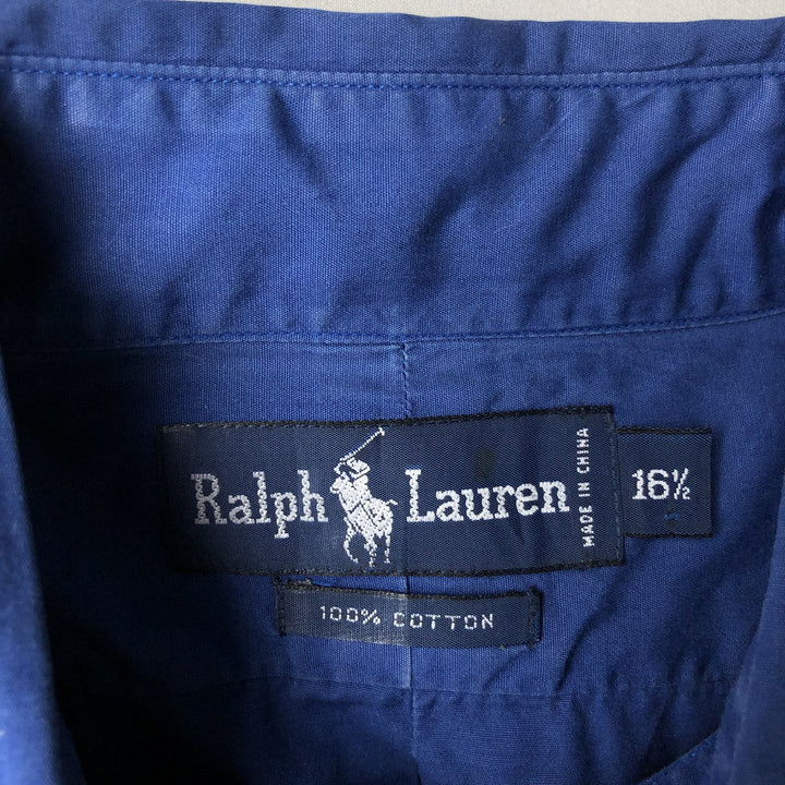 Ralph Lauren long sleeve button down shirt, men's size L cotton blue type Vintage Second Hand