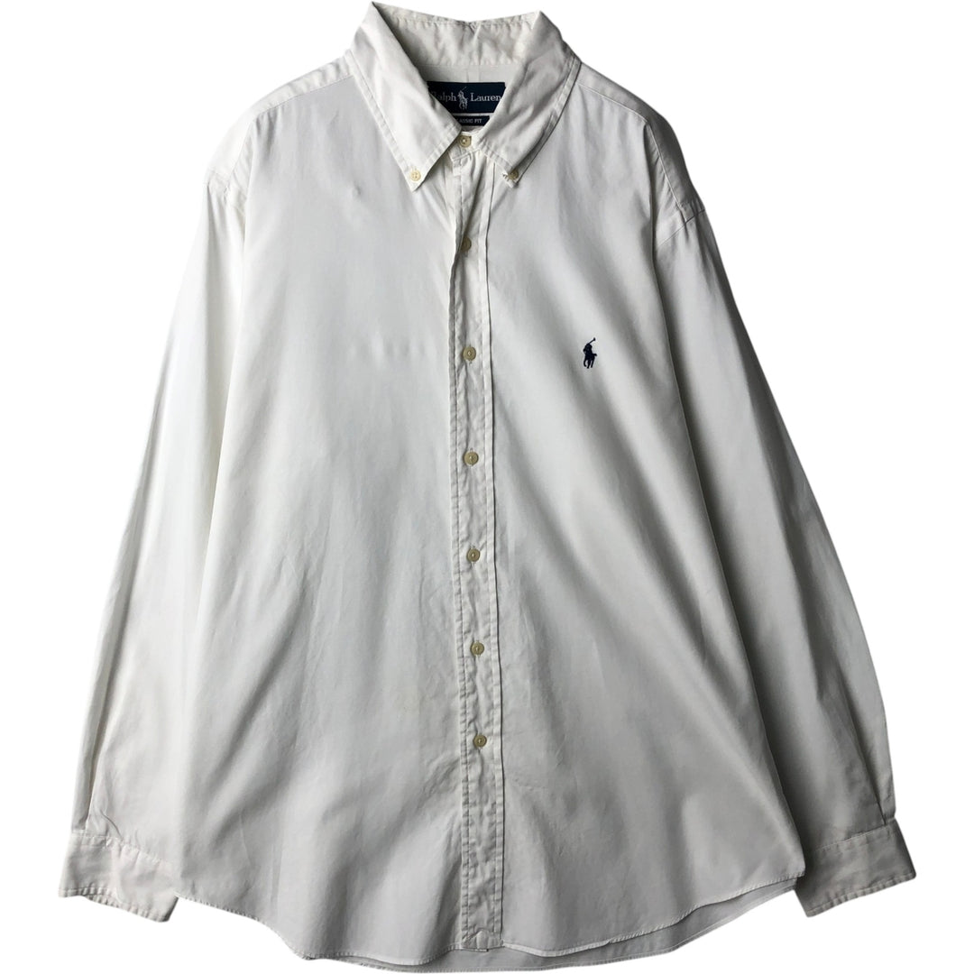 Ralph Lauren Classic Fit Long Sleeve Button Down Shirt, Men's Size L cotton white type Vintage Second Hand