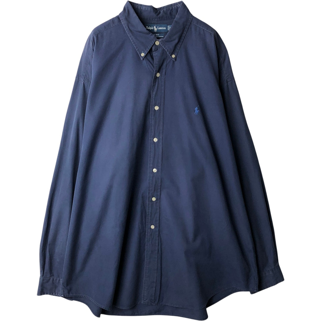 Ralph Lauren BLAKE long sleeve button down shirt, men's size XXL cotton navy blue type Vintage Second Hand
