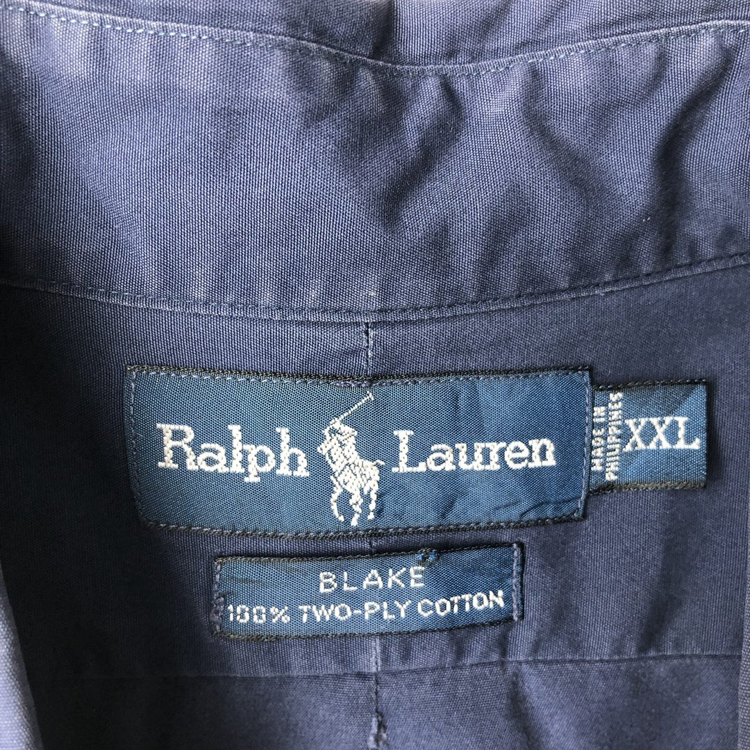 Ralph Lauren BLAKE long sleeve button down shirt, men's size XXL cotton navy blue type Vintage Second Hand
