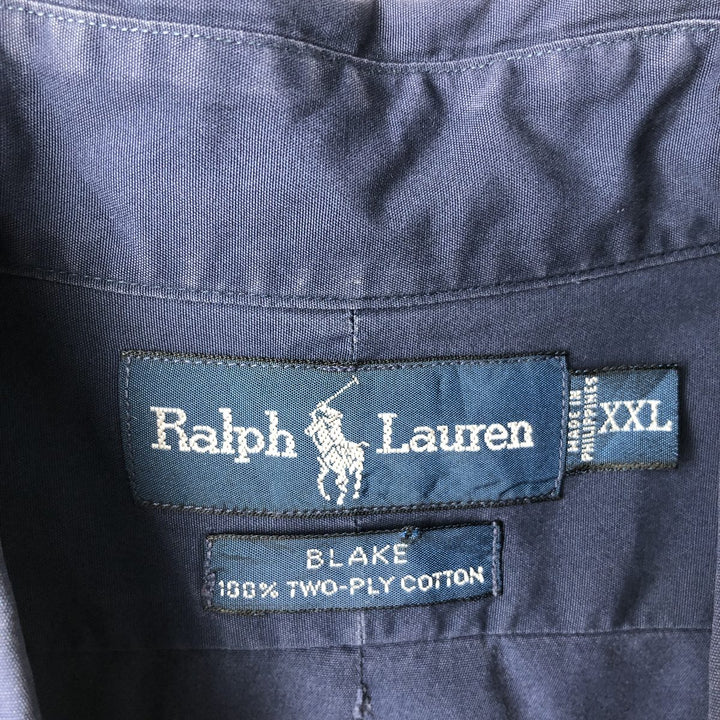 Ralph Lauren BLAKE long sleeve button down shirt, men's size XXL cotton navy blue type Vintage Second Hand
