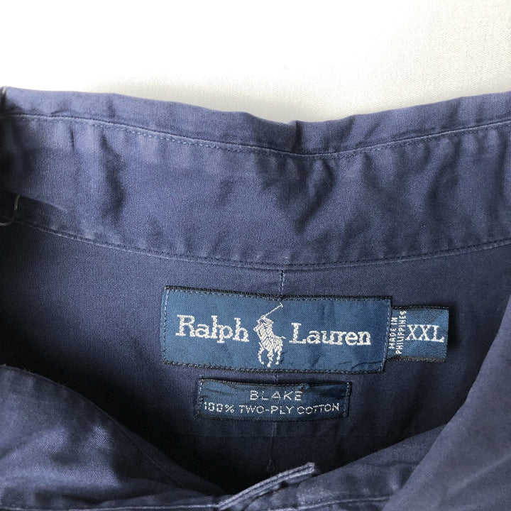 Ralph Lauren BLAKE long sleeve button down shirt, men's size XXL cotton navy blue type Vintage Second Hand