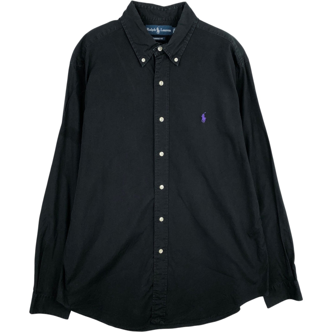 Ralph Lauren Classic Fit Long Sleeve Button Down Shirt, Men's Size L cotton black type Vintage Second Hand