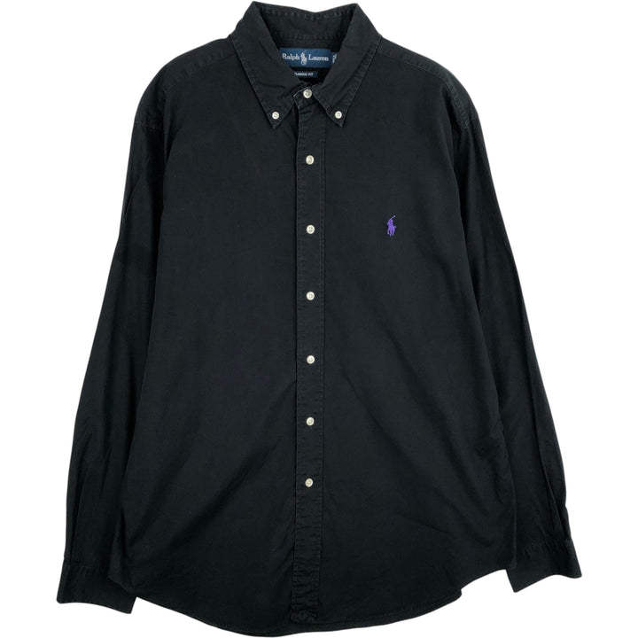Ralph Lauren Classic Fit Long Sleeve Button Down Shirt, Men's Size L cotton black type Vintage Second Hand