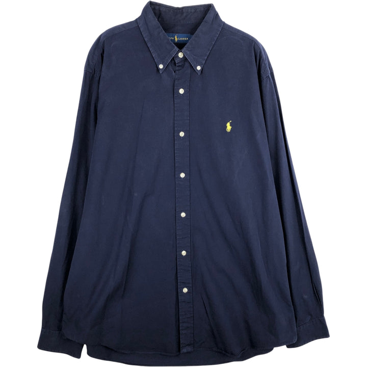 Ralph Lauren long sleeve button down shirt, men's XL size cotton navy blue type Vintage Second Hand