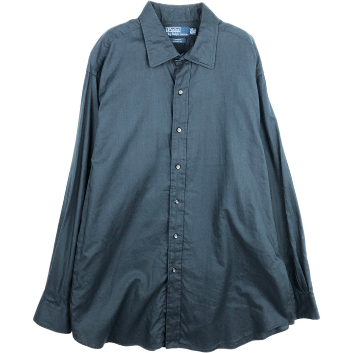 Ralph Lauren CURHAM CLASSIC FIT Long-Sleeve Cotton Shirt, Men's Size XL (approx.) cotton navy blue type Vintage Second Hand