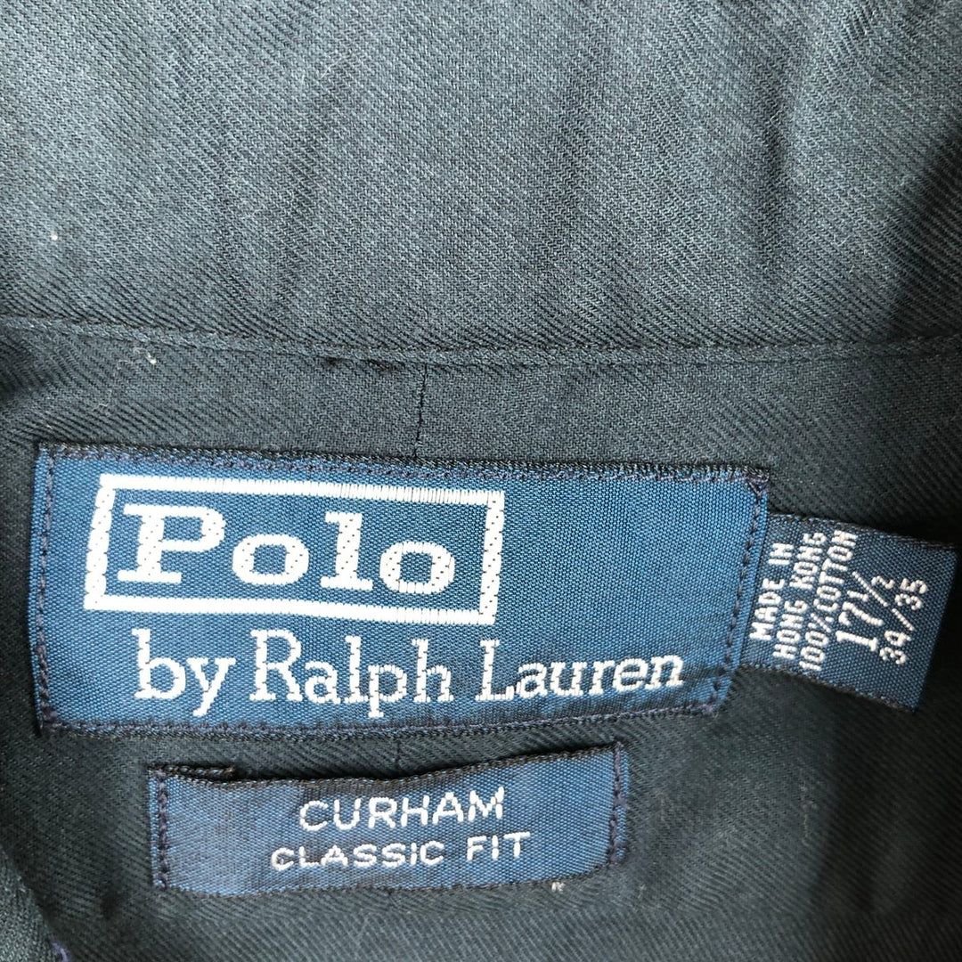 Ralph Lauren CURHAM CLASSIC FIT Long-Sleeve Cotton Shirt, Men's Size XL (approx.) cotton navy blue type Vintage Second Hand