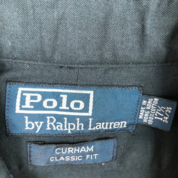 Ralph Lauren CURHAM CLASSIC FIT Long-Sleeve Cotton Shirt, Men's Size XL (approx.) cotton navy blue type Vintage Second Hand