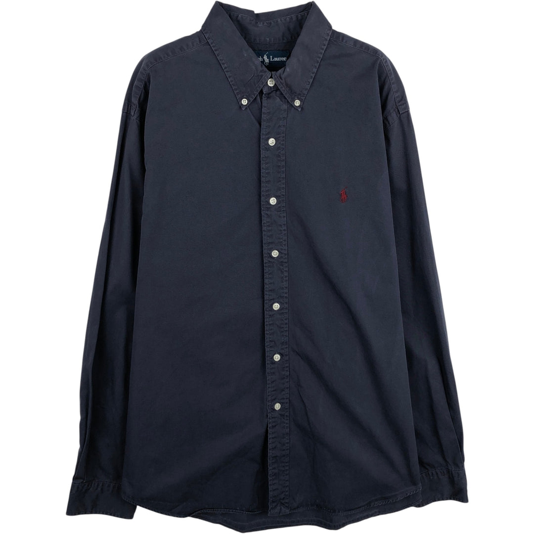 Ralph Lauren Classic Fit Long Sleeve Button Down Shirt Men's XL cotton navy blue type Vintage Second Hand