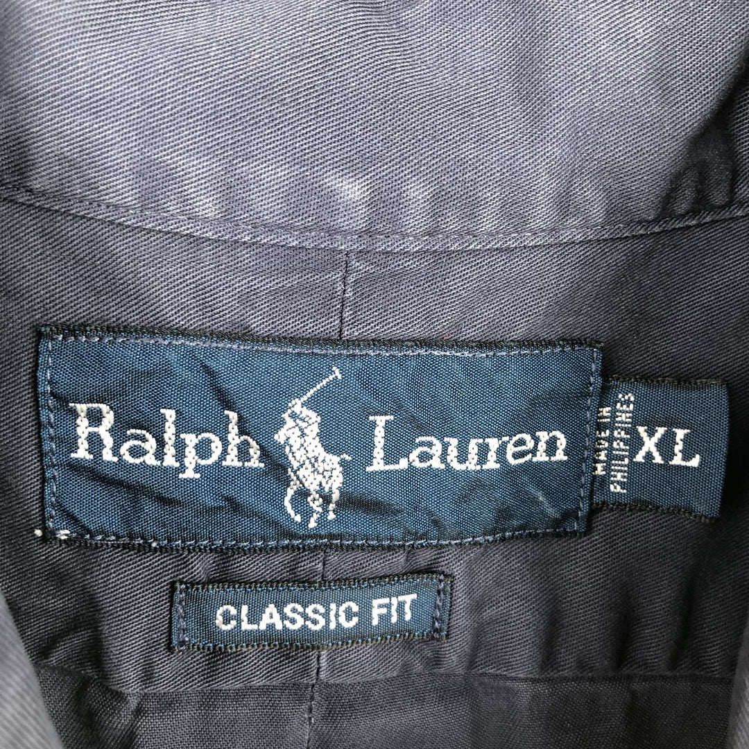 Ralph Lauren Classic Fit Long Sleeve Button Down Shirt Men's XL cotton navy blue type Vintage Second Hand