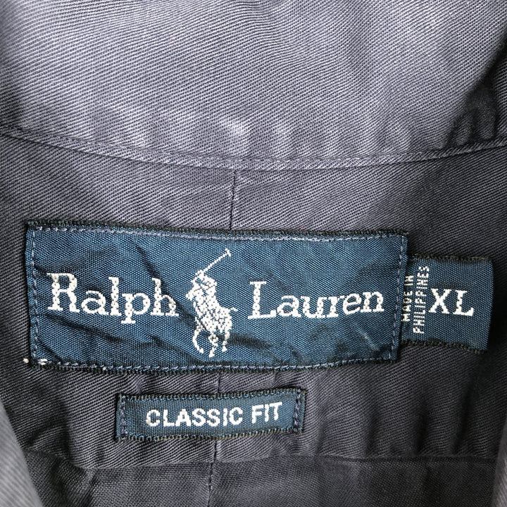 Ralph Lauren Classic Fit Long Sleeve Button Down Shirt Men's XL cotton navy blue type Vintage Second Hand