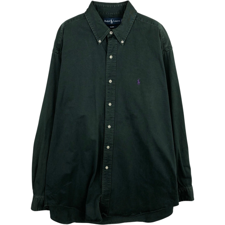 Ralph Lauren BLAKE long sleeve button down shirt, men's size L cotton green type Vintage Second Hand