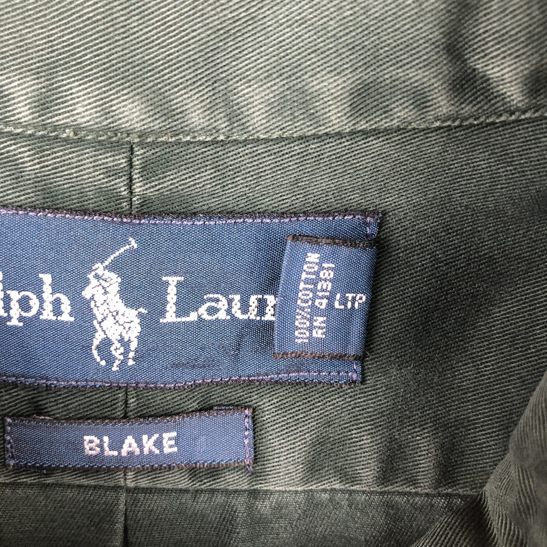 Ralph Lauren BLAKE long sleeve button down shirt, men's size L cotton green type Vintage Second Hand