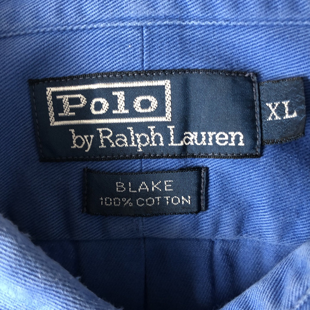 Ralph Lauren POLO by Ralph Lauren BLAKE Long-Sleeve Button-Down Shirt, Men's Size XL (approx.) cotton blue type Vintage Second Hand