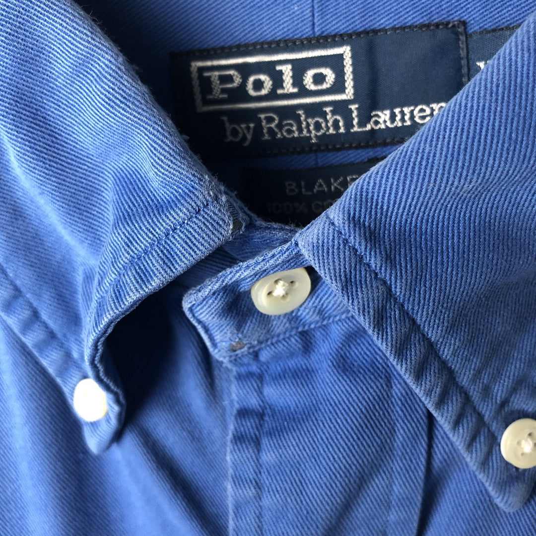 Ralph Lauren POLO by Ralph Lauren BLAKE Long-Sleeve Button-Down Shirt, Men's Size XL (approx.) cotton blue type Vintage Second Hand