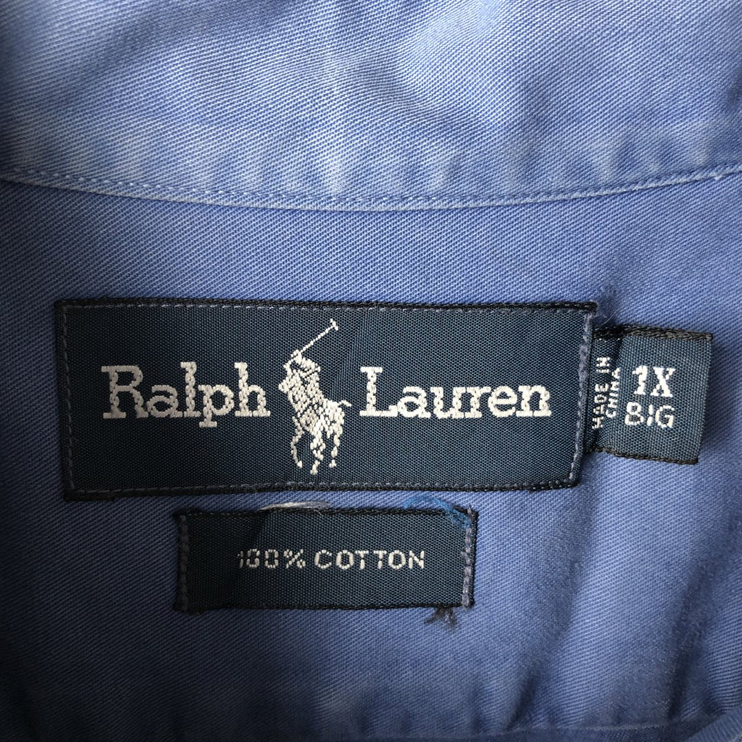 Ralph Lauren long sleeve button down shirt, men's XL size cotton blue type Vintage Second Hand