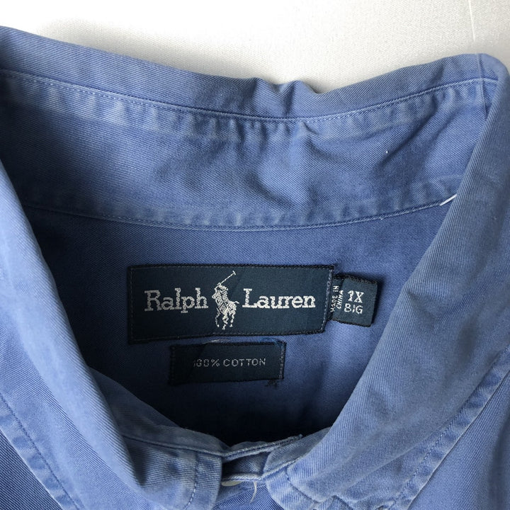Ralph Lauren long sleeve button down shirt, men's XL size cotton blue type Vintage Second Hand
