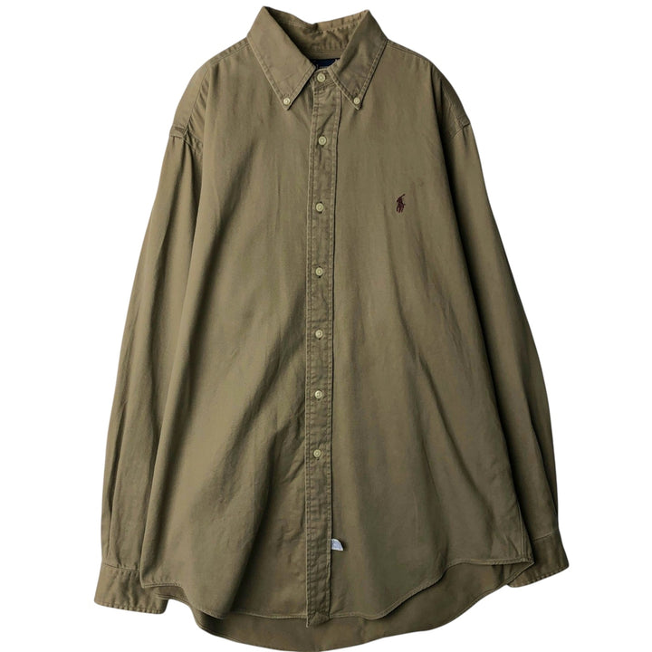 Ralph Lauren long sleeve button down shirt, men's size L cotton Khaki type beige Vintage Second Hand