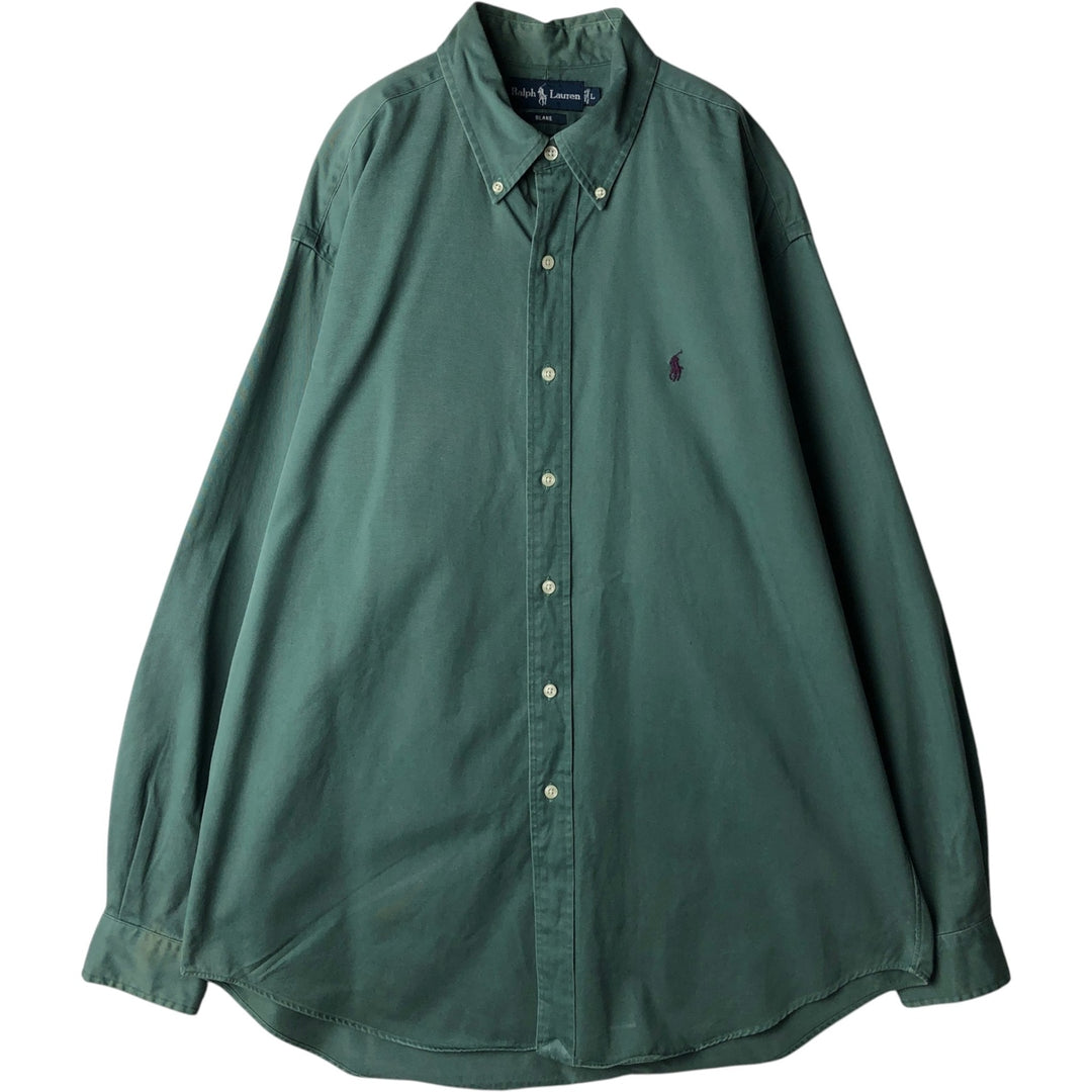 Ralph Lauren BLAKE long sleeve button down shirt, men's size L cotton green type Vintage Second Hand