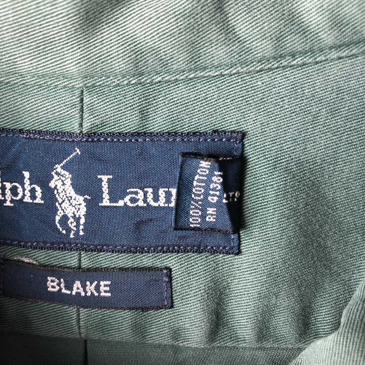 Ralph Lauren BLAKE long sleeve button down shirt, men's size L cotton green type Vintage Second Hand