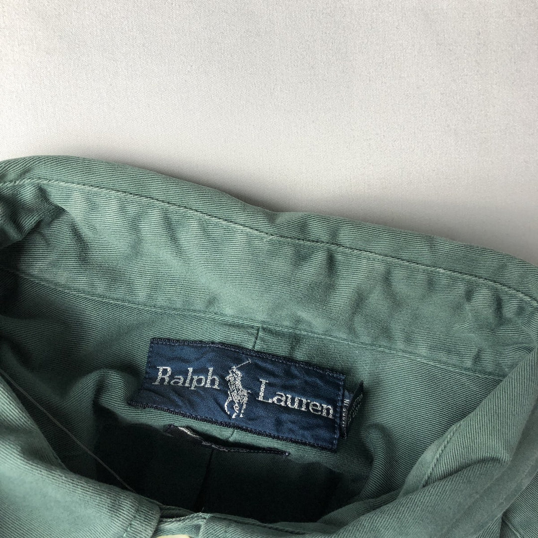 Ralph Lauren BLAKE long sleeve button down shirt, men's size L cotton green type Vintage Second Hand
