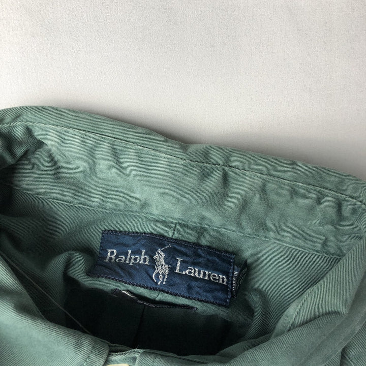 Ralph Lauren BLAKE long sleeve button down shirt, men's size L cotton green type Vintage Second Hand