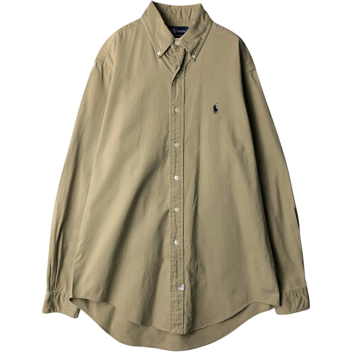 Ralph Lauren long sleeve button down shirt, men's size M cotton Beige type Vintage Second Hand