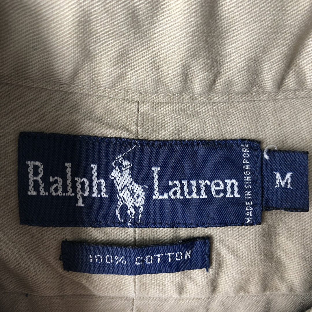 Ralph Lauren long sleeve button down shirt, men's size M cotton Beige type Vintage Second Hand