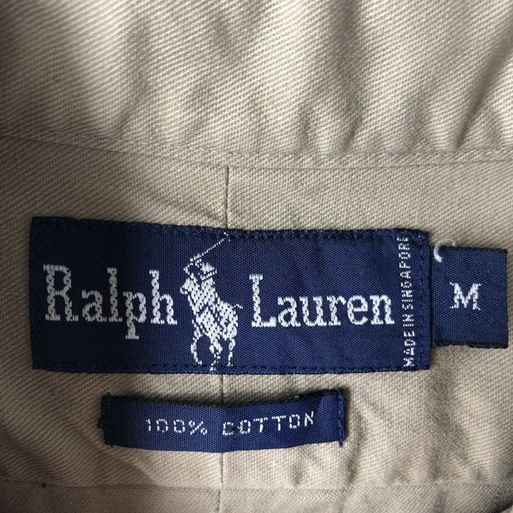 Ralph Lauren long sleeve button down shirt, men's size M cotton Beige type Vintage Second Hand