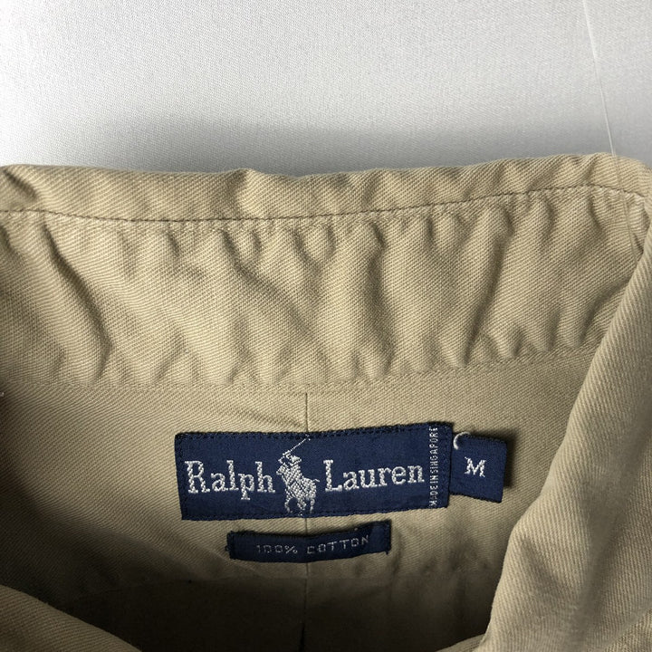 Ralph Lauren long sleeve button down shirt, men's size M cotton Beige type Vintage Second Hand