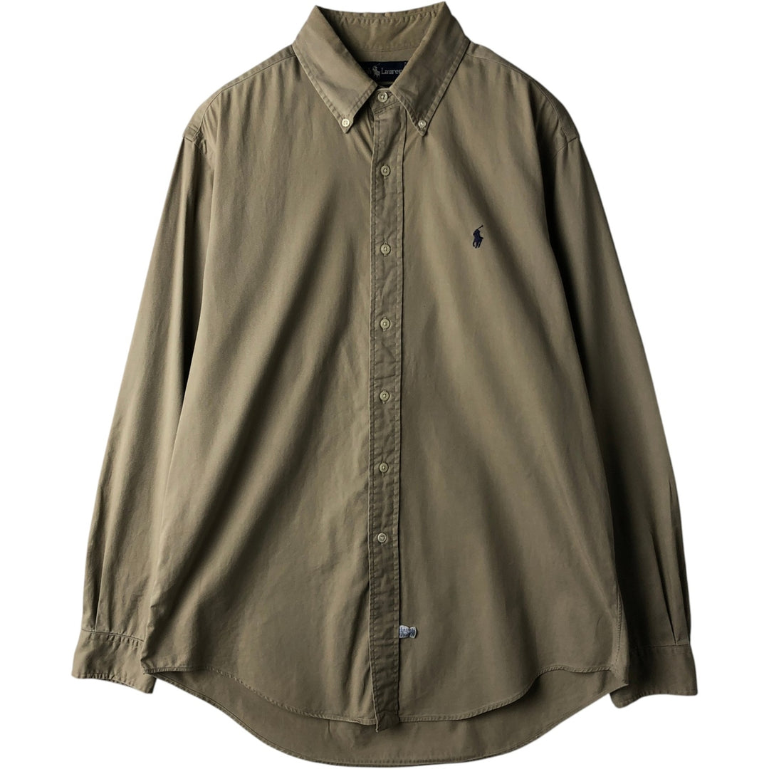 Ralph Lauren long sleeve button down shirt, men's size L cotton Beige type Vintage Second Hand