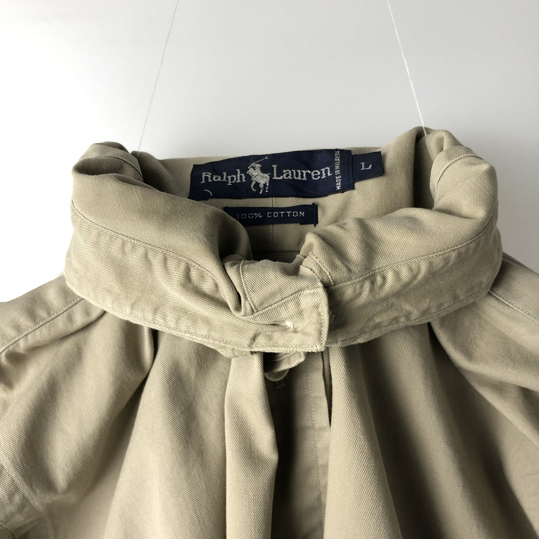 Ralph Lauren long sleeve button down shirt, men's size L cotton Beige type Vintage Second Hand