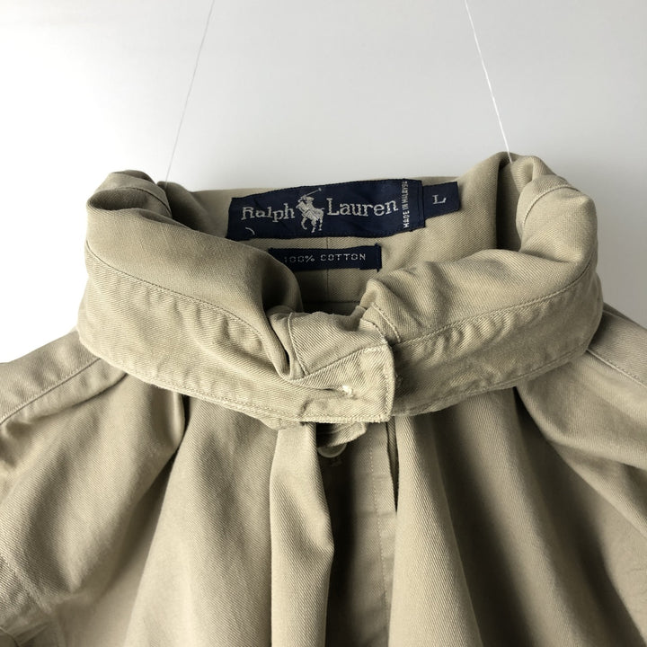 Ralph Lauren long sleeve button down shirt, men's size L cotton Beige type Vintage Second Hand
