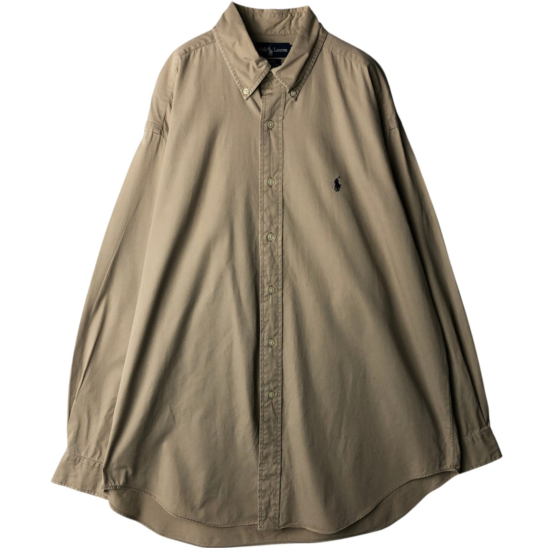 Ralph Lauren BLAKE long sleeve button down shirt, men's size L cotton Beige type Vintage Second Hand