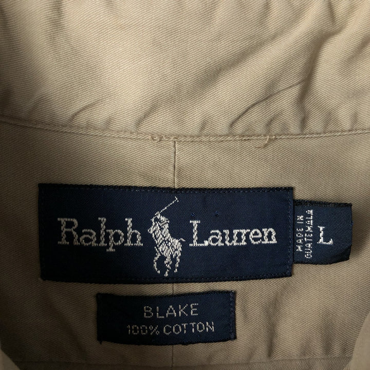 Ralph Lauren BLAKE long sleeve button down shirt, men's size L cotton Beige type Vintage Second Hand
