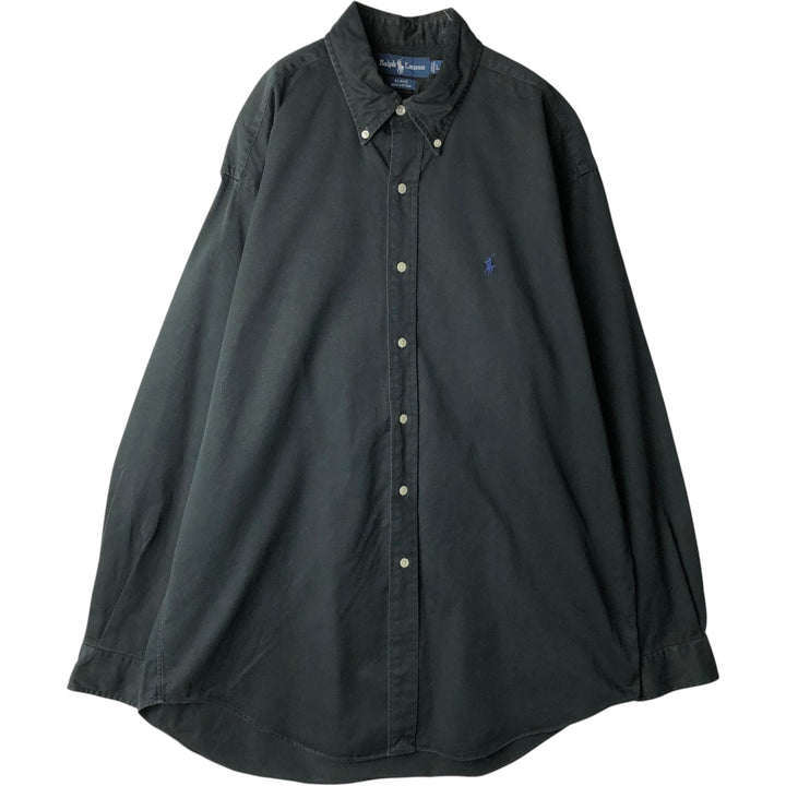 Ralph Lauren BLAKE long sleeve button down shirt, men's size L cotton black type Vintage Second Hand