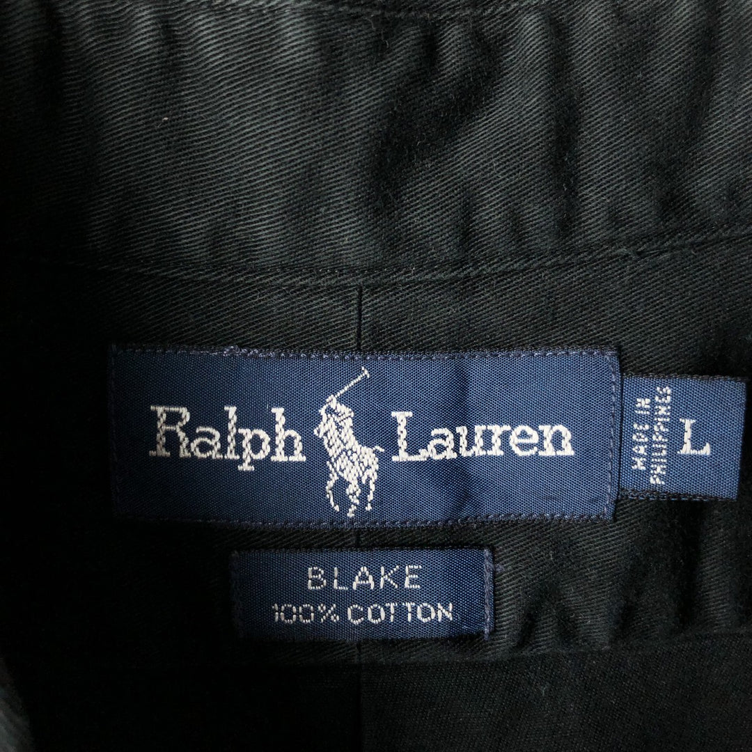 Ralph Lauren BLAKE long sleeve button down shirt, men's size L cotton black type Vintage Second Hand