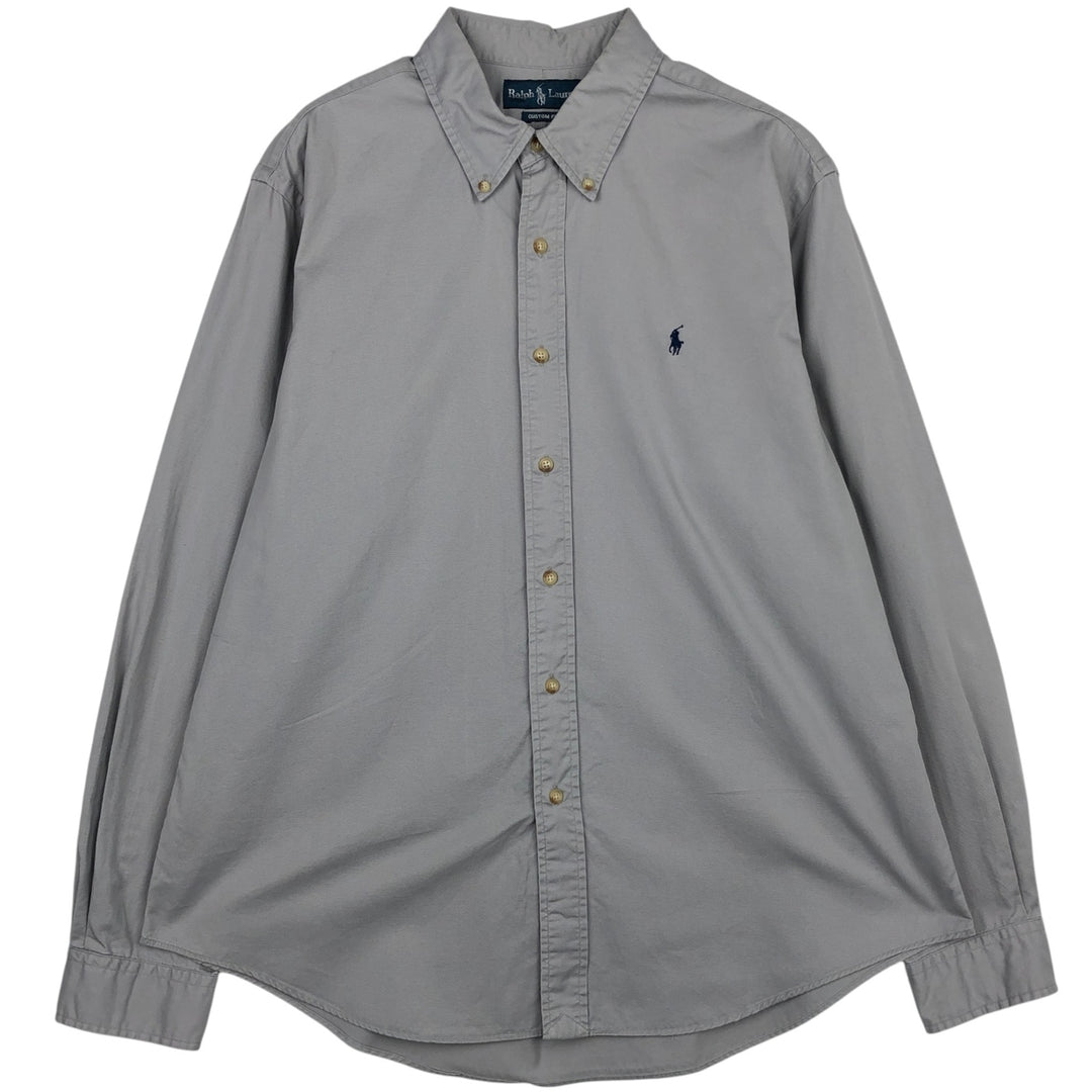 Ralph Lauren CUSTOM FIT long sleeve button down shirt, men's XL size cotton gray type Vintage Second Hand