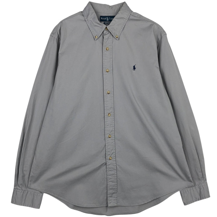 Ralph Lauren CUSTOM FIT long sleeve button down shirt, men's XL size cotton gray type Vintage Second Hand