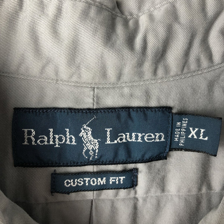 Ralph Lauren CUSTOM FIT long sleeve button down shirt, men's XL size cotton gray type Vintage Second Hand